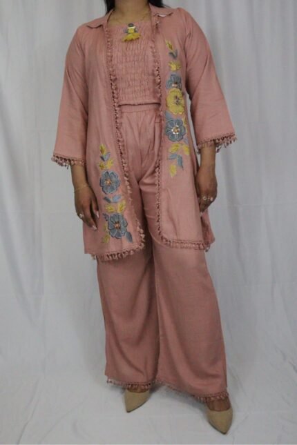 Dusty Rose Floral Jacket Co-ord Set