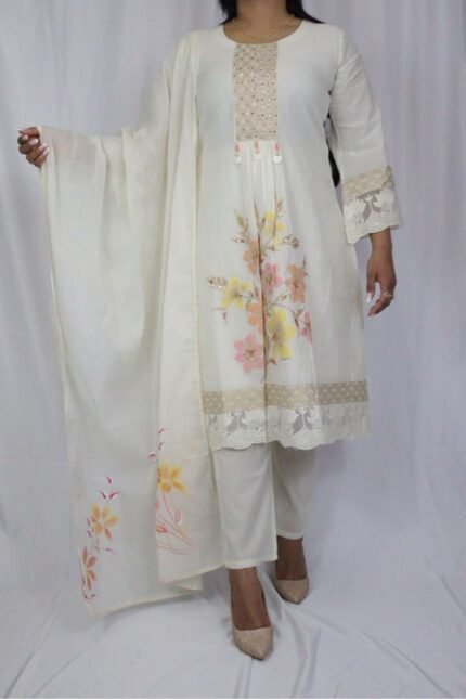Ivory Floral Mirrorwork Suit Set